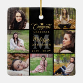 Modern Afstuderen gepersonaliseerde 7 fotocollage Keramisch Ornament (Achterkant)