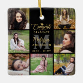 Modern Afstuderen gepersonaliseerde 7 fotocollage Keramisch Ornament (Voorkant)