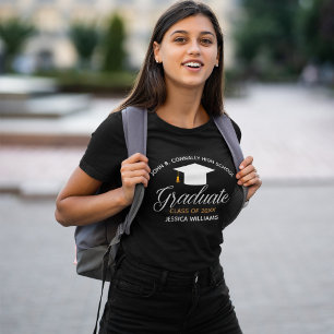 Modern Afstuderen Gepersonaliseerde Vrouwen Zwart T-shirt