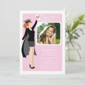 Modern Afstuderen Girl Photo Graduation Party nodi Kaart (Staand voorkant)