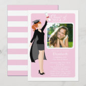 Modern Afstuderen Girl Photo Graduation Party nodi Kaart (Voorkant / Achterkant)
