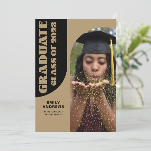 Modern Afstuderen Gold Arch & Foto Afstudeerder Pa Kaart (Staand voorkant)