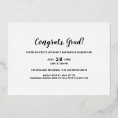 Modern Afstuderen Gold Foil Graduation Party Folie Uitnodiging (Achterkant)