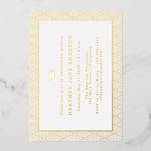 Modern Afstuderen Gold Folie Uitnodiging (Voorkant)