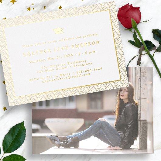 Modern Afstuderen Gold Folie Uitnodiging