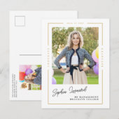 Modern Afstuderen Gold Lijst Foto Afstuderen Aankondigingskaart (Voorkant / Achterkant)
