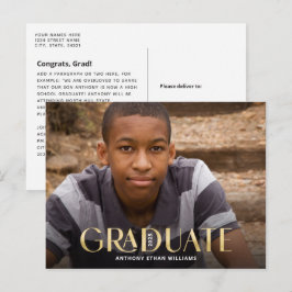 Modern Afstuderen Gold Overlay Photo Afstuderen Briefkaart