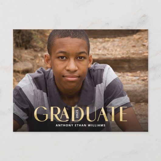 Modern Afstuderen Gold Overlay Photo Afstuderen Briefkaart (Voorkant)