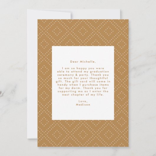 Modern Afstuderen Gold Script Photo Afstuderen Bedankkaart (Achterkant)