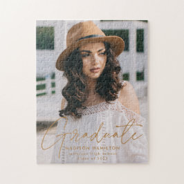 Modern Afstuderen Gold Script Photo Afstuderen Legpuzzel
