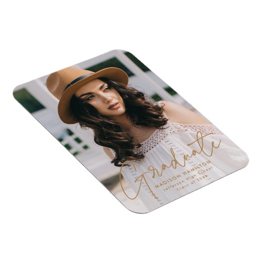 Modern Afstuderen Gold Script Photo Afstuderen Magneet (Rechterzijde)