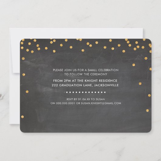 MODERN AFSTUDEREN gouden glitter confetti krijtbor Kaart (Achterkant)