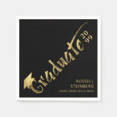 Modern Afstuderen gouden penseelstreek naam zwart Servet (Voorkant)