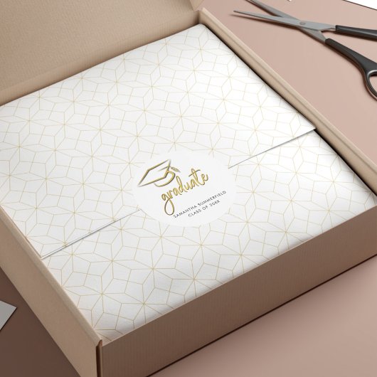 Modern Afstuderen Goudfolie Pet Tassel 2024 Afstud Ronde Sticker