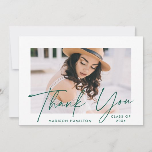 Modern Afstuderen Groen Afstuderen van de Foto van Bedankkaart (Voorkant)