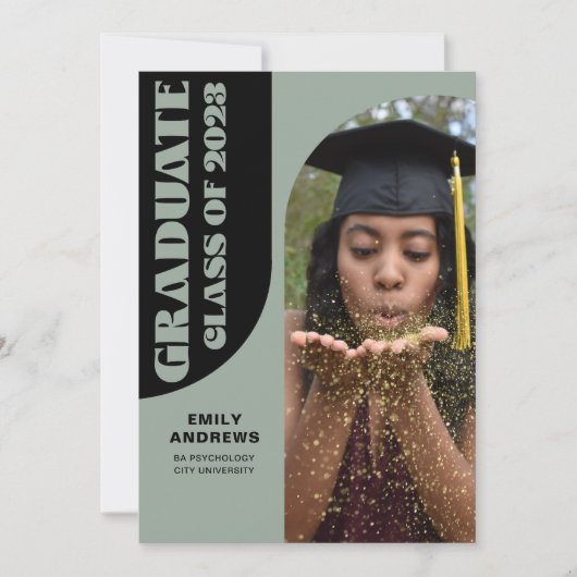 Modern Afstuderen Groene Arch & Foto Afstudeerder  Kaart (Voorkant)