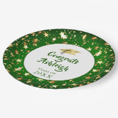 Modern Afstuderen Groene Gouden Sterren Handgeschr Papieren Bordje (Gekanteld)