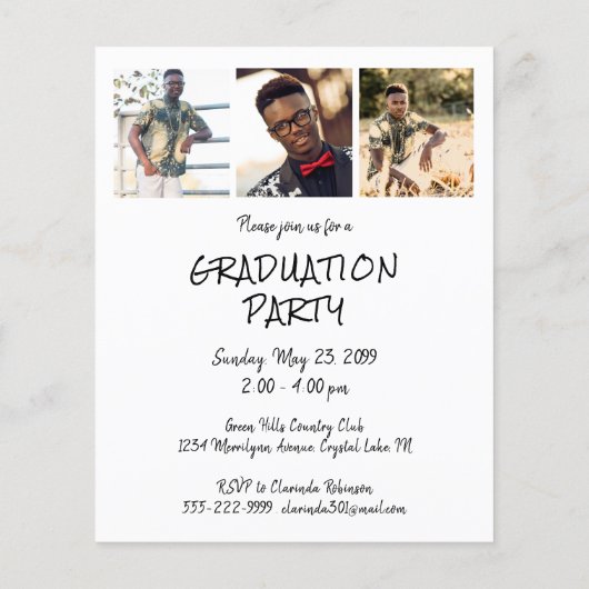 Modern Afstuderen Hand Lettered 4 Photo Party Invi (Achterkant)