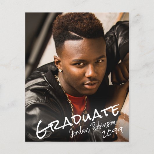 Modern Afstuderen Hand Lettered 4 Photo Party Invi (Voorkant)