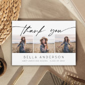 Modern Afstuderen Handgeschreven Script 3 Foto Bedankkaart