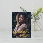 Modern Afstuderen handgeschreven script | Foto Fol Folie Uitnodiging Briefkaart (Staand Voorkant)