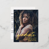 Modern Afstuderen handgeschreven script | Foto Fol Folie Uitnodiging Briefkaart (Voorkant / Achterkant)