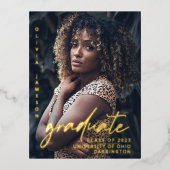 Modern Afstuderen handgeschreven script | Foto Fol Folie Uitnodiging Briefkaart (Voorkant)