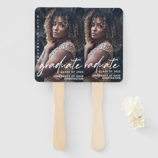 Modern Afstuderen handgeschreven script | Foto Handwaaier (Voorkant en achterkant)