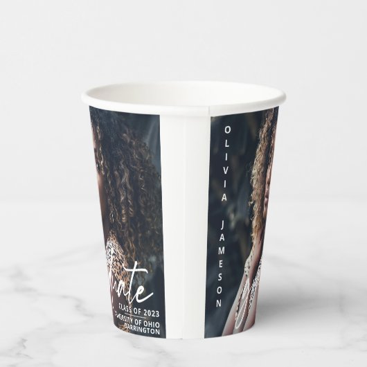 Modern Afstuderen handgeschreven script | Foto Papieren Bekers (Rechts)