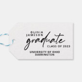 Modern Afstuderen handgeschreven scriptfoto Cadeaulabel (Achterkant Horizontaal)