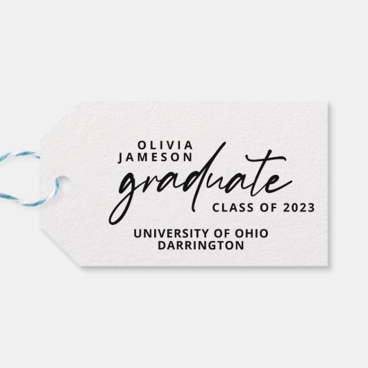 Modern Afstuderen handgeschreven scriptfoto Cadeaulabel (Achterkant Horizontaal)