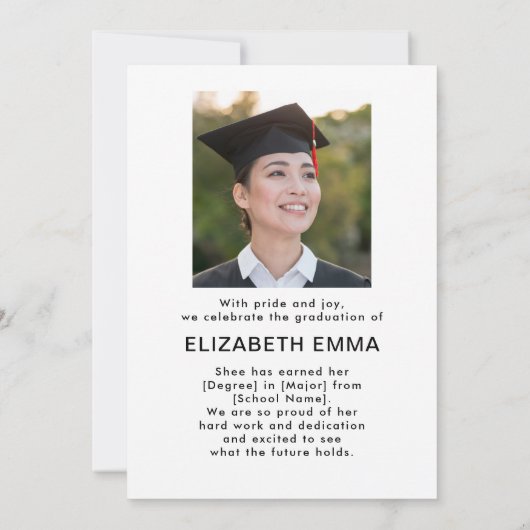 Modern Afstuderen handgeschreven trendy Congrats A Aankondiging (Achterkant)