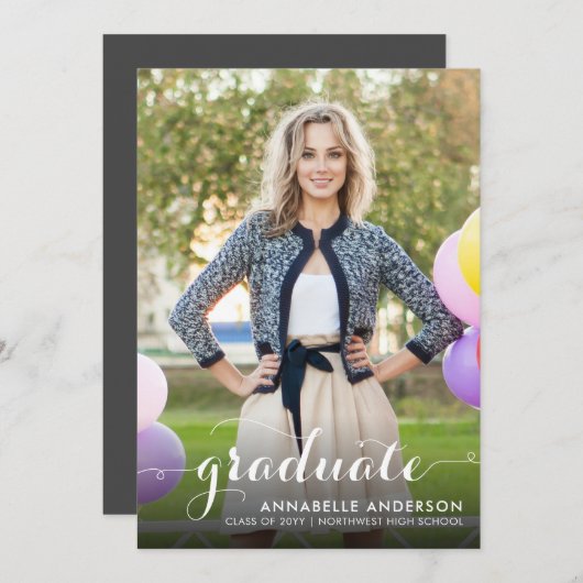 Modern Afstuderen het Afstuderen van de Foto van h Aankondiging (Voorkant / Achterkant)