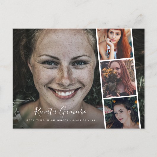 Modern Afstuderen High School Fotocollage Script Briefkaart (Voorkant)