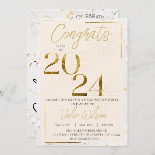 Modern Afstuderen Invitation Afstudeerder Aankondi Kaart (Voorkant / Achterkant)