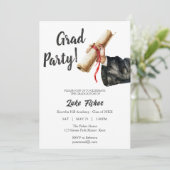 Modern Afstuderen Invitation Man Zwart-wit Kaart (Staand voorkant)