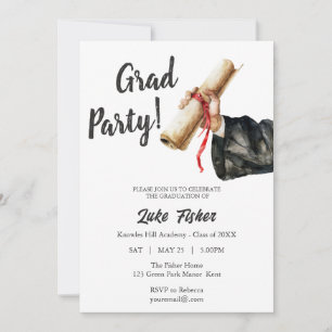 Modern Afstuderen Invitation Man Zwart-wit Kaart