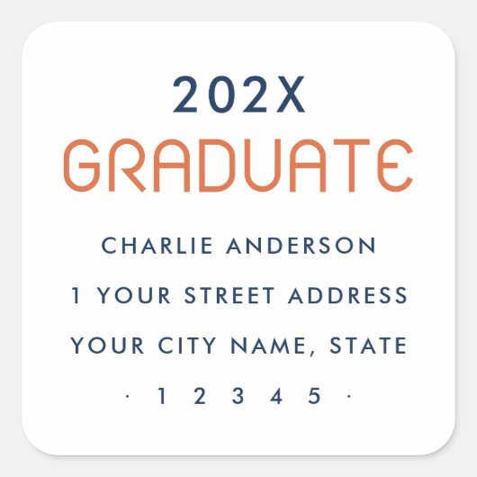 Modern afstuderen jaar afstuderen terugkeer adres vierkante sticker (Voorkant)