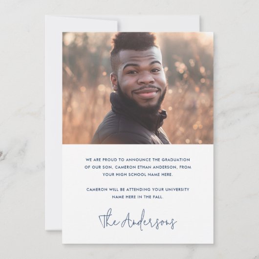 Modern afstuderen jaarfoto afstuderen aankondiging (Achterkant)