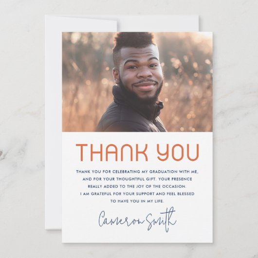 Modern afstuderen jaarfoto afstuderen bedankkaart (Achterkant)