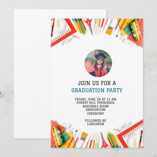 Modern afstuderen kinder kleuterschool kaart (Voorkant / Achterkant)