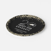 Modern Afstuderen Klasse Jaar Zwart Goud Confetti Papieren Bordje (Gekanteld)
