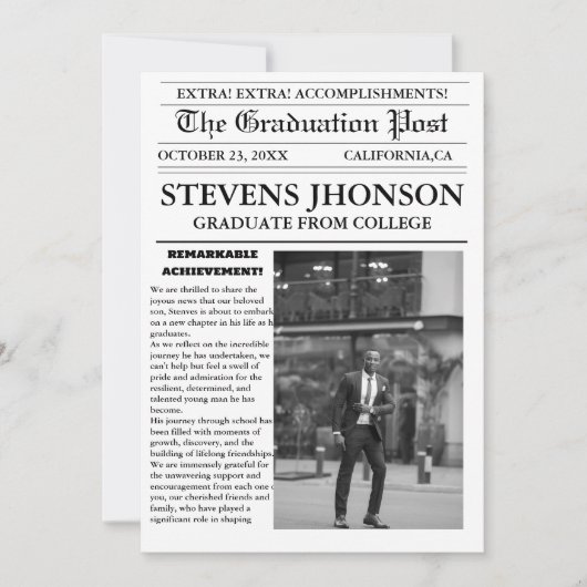 Modern Afstuderen Krant College / University Kaart (Voorkant)