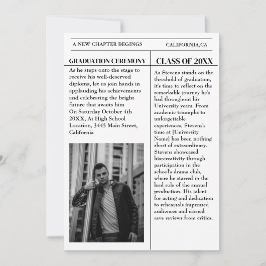 Modern Afstuderen Krant College / University Kaart (Achterkant)