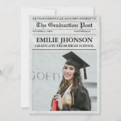 Modern Afstuderen Krant Middelbare School Uitnodig Kaart (Voorkant)