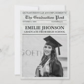 Modern Afstuderen Krant Middelbare School Uitnodig Kaart (Voorkant)