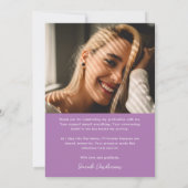 Modern Afstuderen lavendel Paarse foto Afstuderen Bedankkaart (Achterkant)