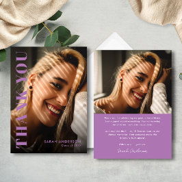 Modern Afstuderen lavendel Paarse foto Afstuderen Bedankkaart