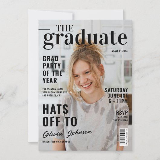 Modern Afstuderen Magazine Photo Afstudeerder Part Kaart (Voorkant)