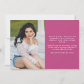 Modern Afstuderen magenta type foto Afstuderen Aankondiging (Achterkant)